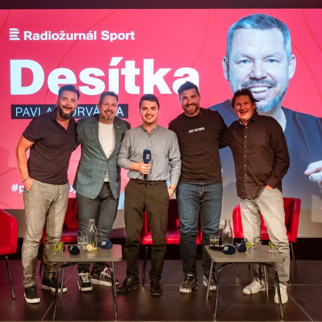 Rostislav Olesz,  Pavel Horváth,  Jan Pěruška,  Marek Jankulovski a Martin Procházka na živé akci v Ostravě | foto: Jiří Šeda,  Český rozhlas