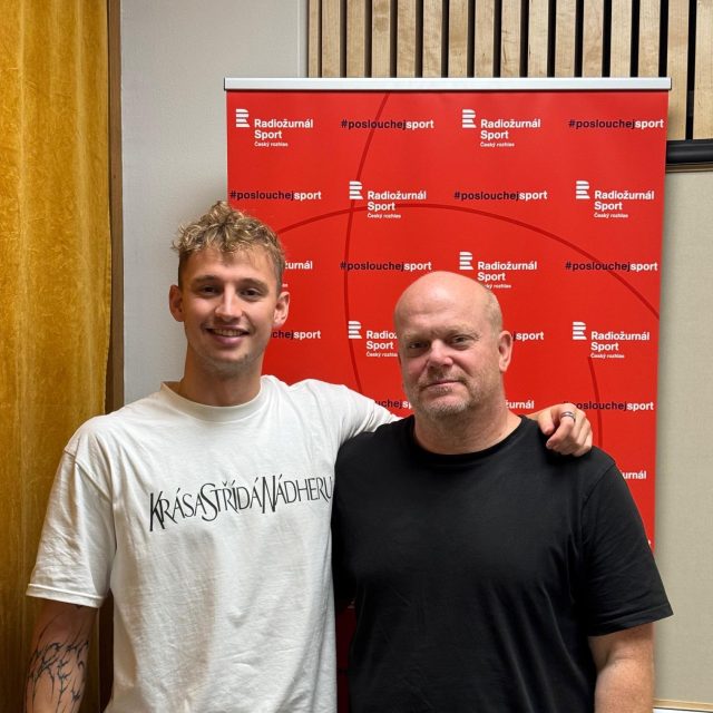 Plavec Ondřej Gemov s moderátorem Davidem Novotným | foto: Zuzana Pokorná,  Český rozhlas