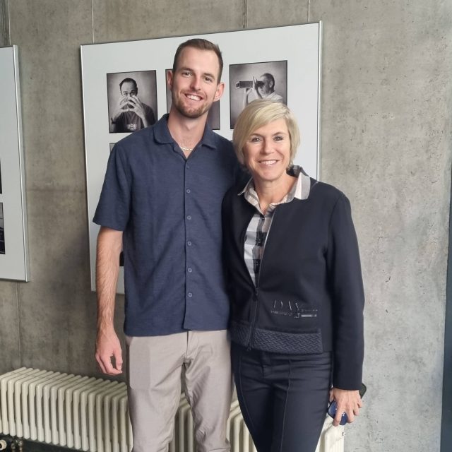 Výškař Jan Štefela s moderátorkou Kateřinou Neumannovou | foto: Adéla Krapková,  Český rozhlas Výškař Jan Štefela s moderátorkou Kateřinou Neumannovou | foto: Adéla Krapková,  Český rozhlas