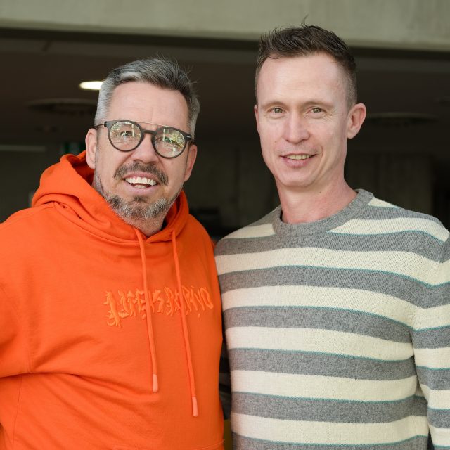 Fotbalový útočník Petr Ruman a moderátor Pavel Horváth | foto: Anna Rychnovská,  Český rozhlas