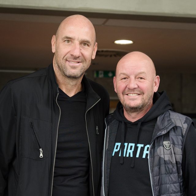 Fotbalista Jan Koller a moderátor Pavel Nečas | foto: Anna Rychnovská,  Český rozhlas