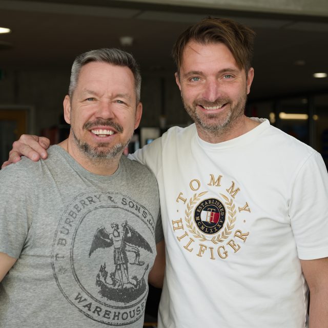Fotbalový obránce Petr Voříšek a moderátor Pavel Horváth | foto: Anna Rychnovská,  Český rozhlas