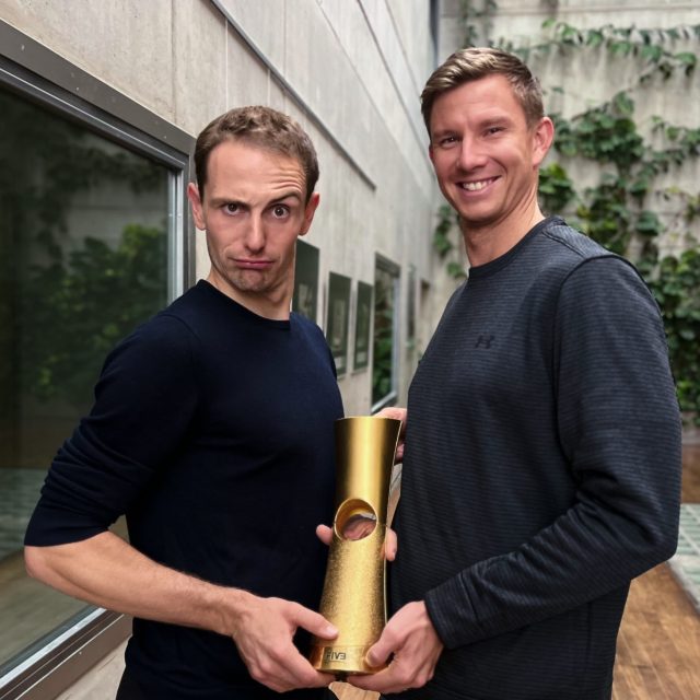 Ondřej Perušič a David Schweiner,  mistři světa v beachvolejbalu 2023 | foto: Karolína Němcová,  Český rozhlas