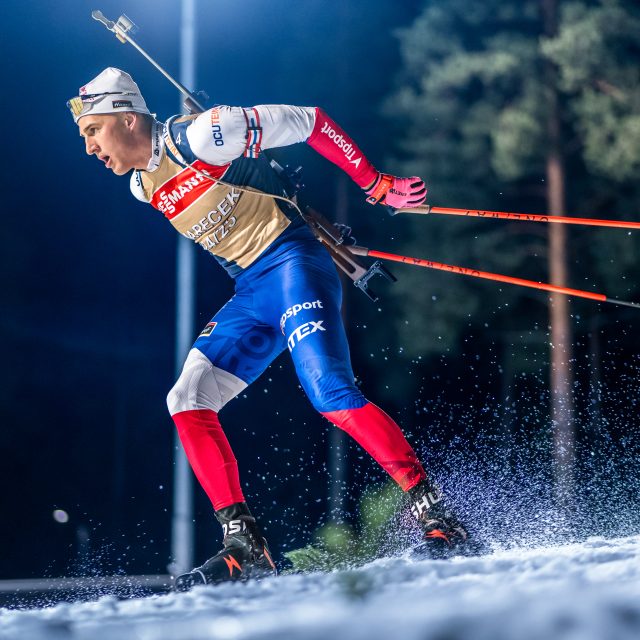 Biatlonista Jonáš Mareček při posledním tréninku před startem Světového poháru v Kontiolahti | foto:  (C) Český biatlon Petr Slavík