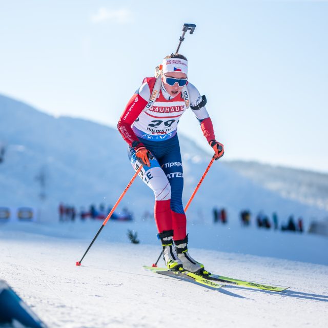 Markéta Davidová ve sprintovém závodě v Hochfilzenu | foto: Petr Slavík,  Český biatlon