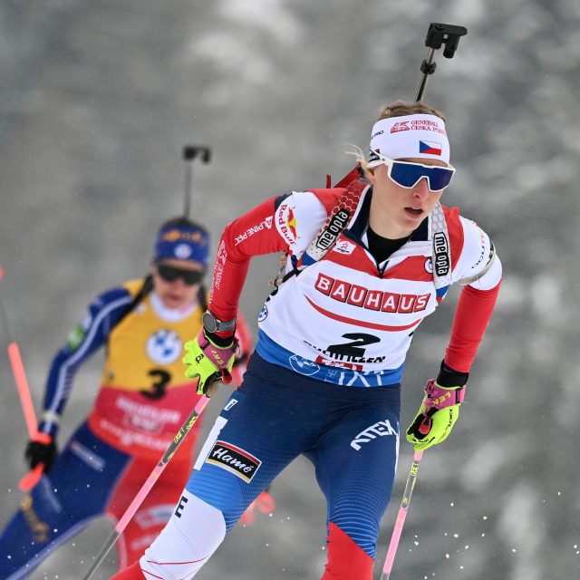 Biatlonistka Markéta Davidová v Hochfilzenu září | foto: Andreas Schaad,  ČTK