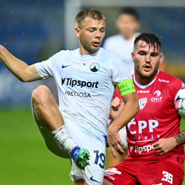 Michal Hlavatý v zápase proti Pardubicím | foto:  Radek Petrášek / ČTK