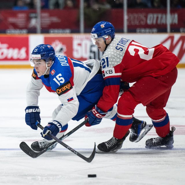 Útočník Jakub Štancl v zápase skupiny mistrovství světa juniorů proti Slovensku | foto: Mathias Bergeld,  BILDBYRĹN/Shutte / Shutterstock Editorial / Profimedia