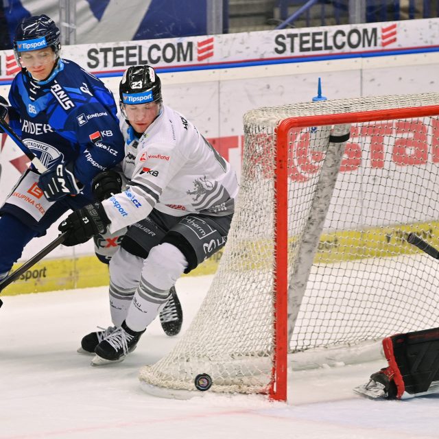 Útočník Karlových Varů Vít Jiskra v extraligovém zápase proti Vítkovicím | foto: Jaroslav Ožana,  ČTK