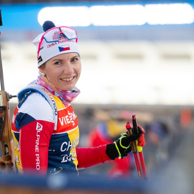 Česká biatlonistka Lucie Charvátová na čtvrtečním tréninku | foto: Zuzana Jarolímková,  iROZHLAS.cz