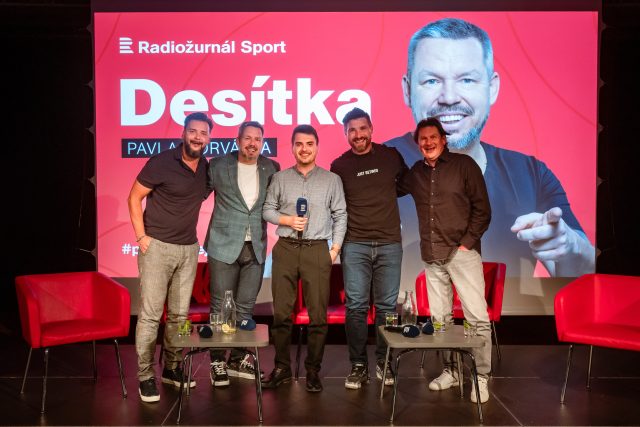 Rostislav Olesz,  Pavel Horváth,  Jan Pěruška,  Marek Jankulovski a Martin Procházka na živé akci v Ostravě | foto: Jiří Šeda,  Český rozhlas