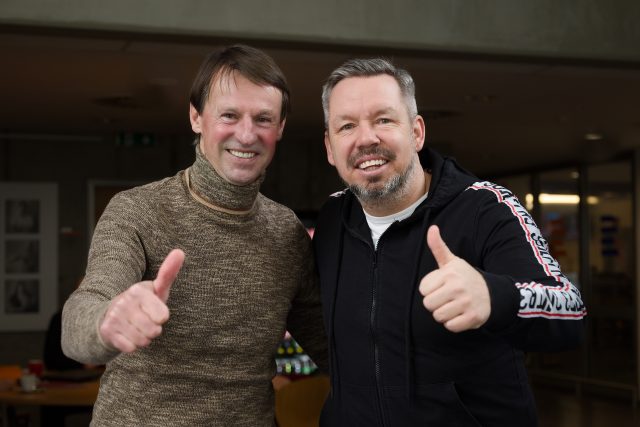 Fotbalový trenér František Straka a moderátor Pavel Horváth | foto: Anna Rychnovská,  Český rozhlas