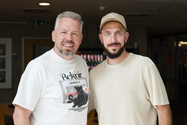 Fotbalista Jiří Skalák a moderátor Pavel Horváth | foto: Anna Rychnovská,  Český rozhlas