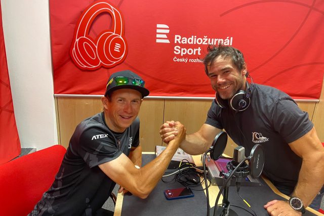 Extrémní cyklista Daniel Polman ve čtvrteční talkshow Na férovku s Vavřincem Hradilkem | foto: Lada Svítková,  Český rozhlas