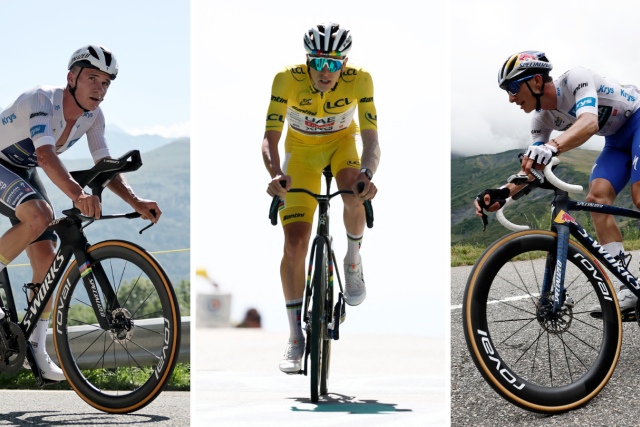 Zleva: Remco Evenepoel,  Tadej Pogačar,  Florian Lipowitz | foto: Koláž iROZHLAS