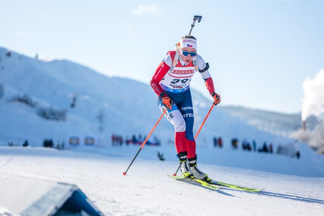 Markéta Davidová ve sprintovém závodě v Hochfilzenu | foto: Petr Slavík,  Český biatlon