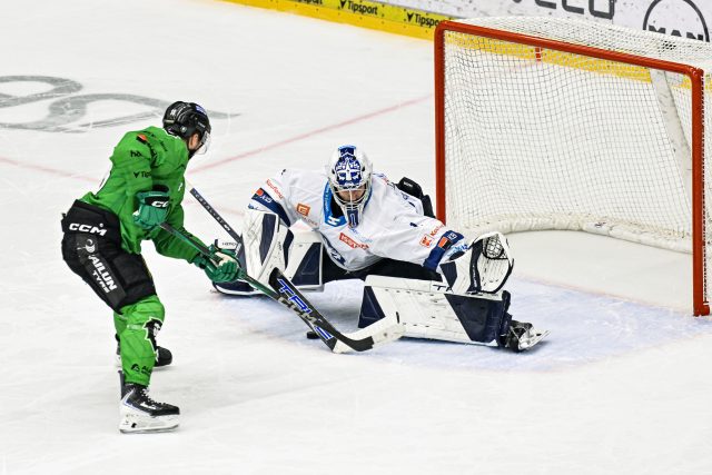 Kladenský brankář Adam Brízgala v akci | foto: Radek Petrášek,  ČTK