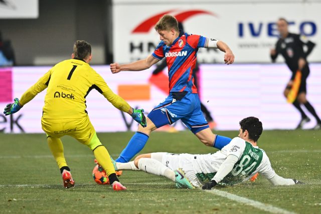 Zmrzlý trávník pokrývaly zbytky odklizeného sněhu. Právě tyto podmínky trenéru Hyskému vadily | foto: Radek Petrášek,  ČTK