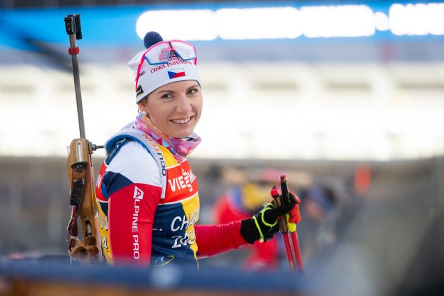 Česká biatlonistka Lucie Charvátová na čtvrtečním tréninku | foto: Zuzana Jarolímková,  iROZHLAS.cz